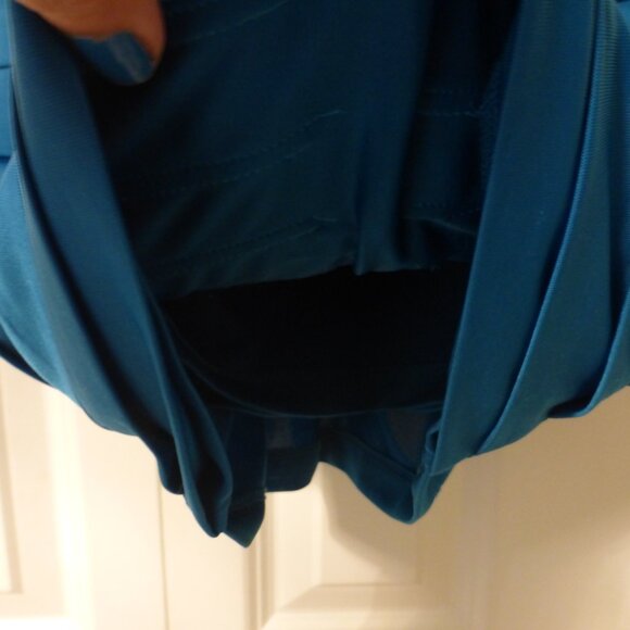 BEBE Blue twist detail ruched strapless tube dress - Picture 4 of 8